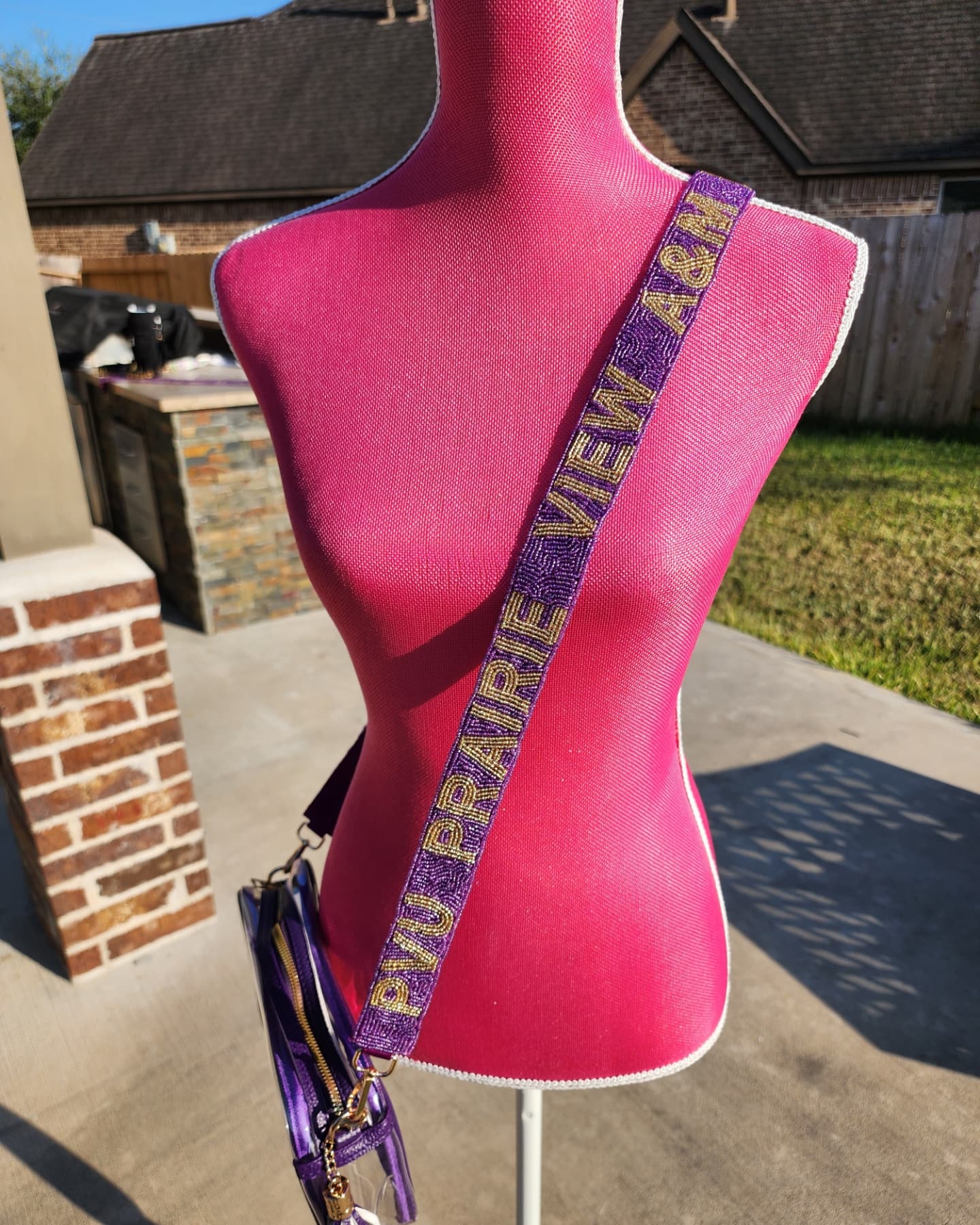 Custom Beaded Strap, Game Day Purse Strap, HBCU Purse Strap, Grambling Beaded Strap, Prairie View A&M Purse Strap, Mardi Gras Parade Strap