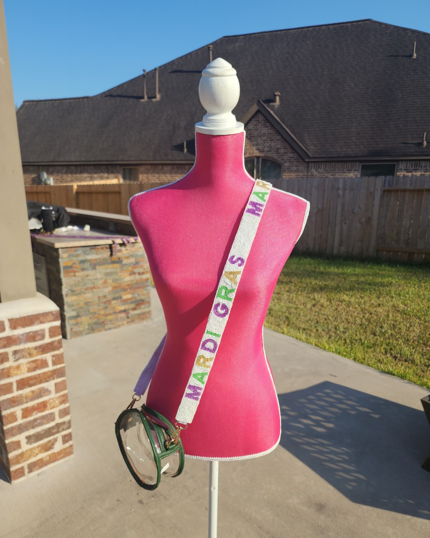 Custom Beaded Strap, Game Day Purse Strap, HBCU Purse Strap, Grambling Beaded Strap, Prairie View A&M Purse Strap, Mardi Gras Parade Strap